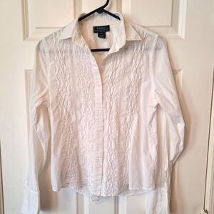 Lauren by Ralph Lauren tuxedo-style dress shirt with French cuffs size PM